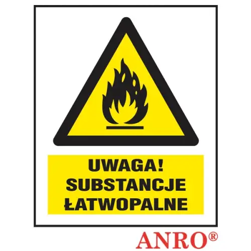 Znak ostrzegawczy dla materiałów niebezpiecznych „Uwaga! Substancje łatwopalne”. 220x300 Z-152CH